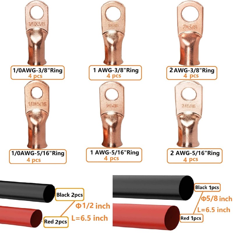 SVAAR 0 Gauge 1 Gauge 2 Gauge Copper Wire Lugs