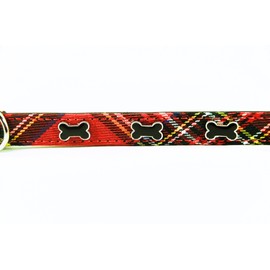 Pet Palace® Tartan Plaid SCOTTIE DOG Leather Luxury LARGE Dog Puppy Collar for Dogs Proud of their Heritage RED