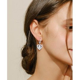 KristLand Heart Creole Earrings White Gold Plated with Sparkling Zirconia Silver Coloured Earrings Party Wedding Birthday Gift for Women Ladies Girls, Stone