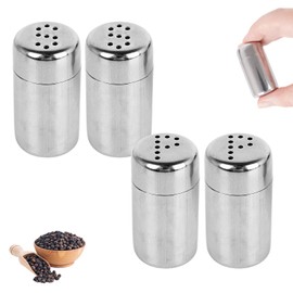 Set of 4 Salt Shakers Small with Lid, Salt and Pepper Shakers, Spice Shakers, Camping, Salt Shakers, Stainless Steel Spice Dispenser, Kitchen Accessories for Home, Kitchen, Camping and Outdoor