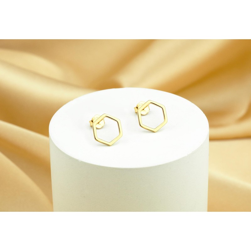 SOFIA MILANI - Women's Earrings 925 Silver Hexagon Stud Earrings,