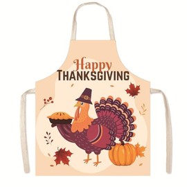 POPOYU Thanksgiving Apron,65x75cm Cartoon Chicken Kitchen Apron for Mom,Waterproof Adjustable Thanksgiving Aprons, Thanksgiving Decor Gift for Cooking Chef,Bakers,Thanksgiving Party