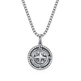 Rnivida Compass Coin Pendant Necklace for Men and Women, Go in the Direction Of Your Dreams Necklace, Graduation Gift
