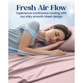 SLEEPHORIA 4 PC Cooling Sheets Full Size Bed Set - Temperature Regulating Bedding for Hot Sleepers - Deep Pocket Cooling Bed Sheets Full for Night Sweats and All-Night Cool Comfort (Light Pink)