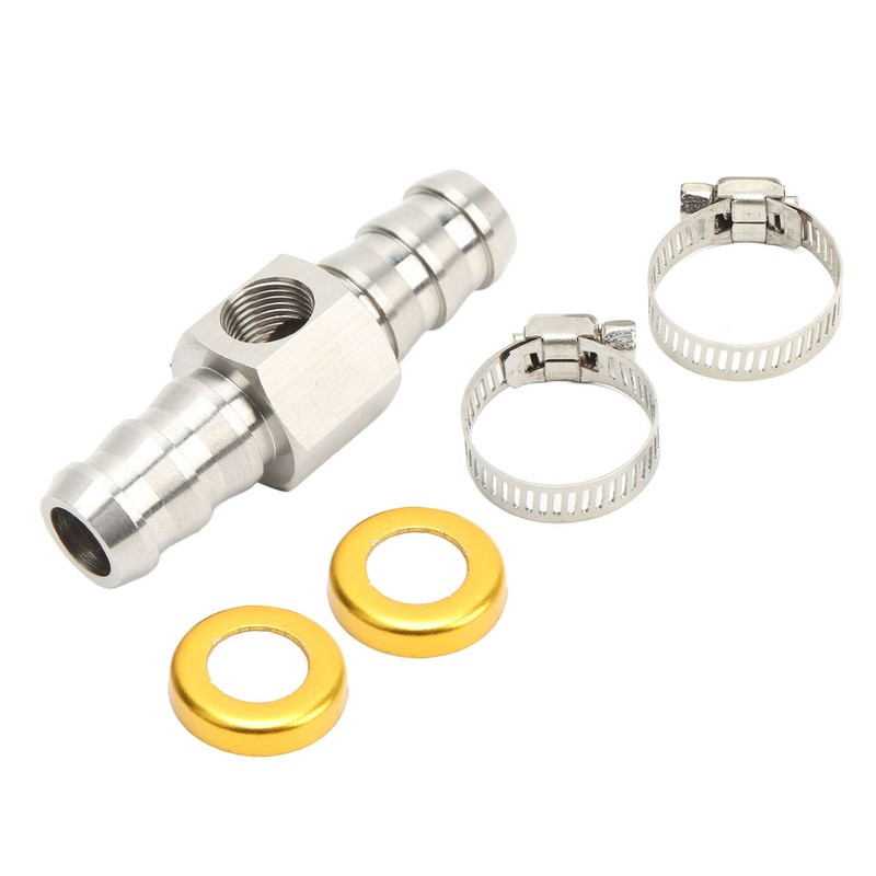 Fuel Line T Fitting Adapter 304 Stainless Steel Pressure Gauge