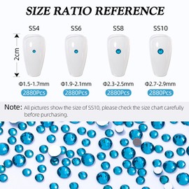 MEIBITE Meibite Malachite Blue Flatback Rhinestones, Glass Rhinestones for Nail Art and Craft, Glue Fix, Loose Crystal Gemstones(Malachite Blue, SS6, 2880pcs, 1.9-2.0mm)