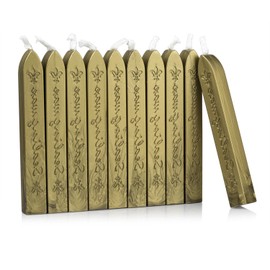 Mceal Sealing Wax Stick with Wick Flower De Luce of France Retro 10 Pieces Pack(Olive Green)