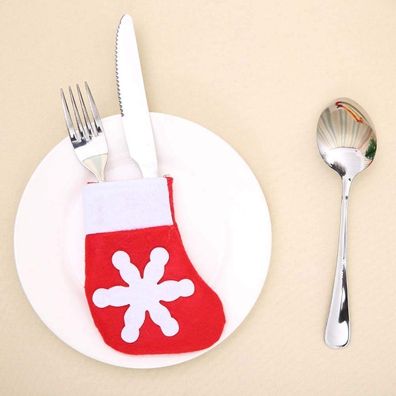 WedDecor Pack of 12 Christmas Table Decorations Snowflake Design Stockings
