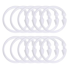 Sourcing Map 12 Pcs Shower Curtain Rings, O-Shaped Plastic Rings for Bathroom, Changing Room, Dressing Room (White)
