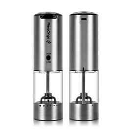 USB-C Rechargeable Electric Salt & Pepper Grinder Set - External Adjustable Coarseness (6 Settings), Large Capacity, Dual-Speed Control, One-Hand, LED, Stainless Steel (2 Pack)