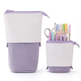 YeahBoom Pencil Case Zip, 2-in-1 Pencil Case and Pen Holder, Pencil Case Girls, Stand Pencil Holder, Telescopic Pencil Case, Pen Holder for Teenagers, Students, Purple, Modern and practical