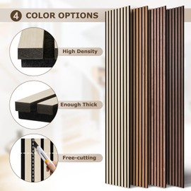 DOLLAR BOSS Wood Slat Acoustic Panels for Wall, 94.5" x 12.6" 2Pcs Soundproof Absorbing Wall Panel with Wood Finish 3D Fluted for Ceiling Kitchen Bedroom Office, White Ash