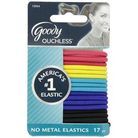 Goody 15934 Women's Ouchless Elastics (Pack of 2), Carnival of Colors; Each Pack Includes 17 Piece Count; For all Hair Types; Holds Your Hair Securely in Place; 4mm No-metal Bright Colored Elastics