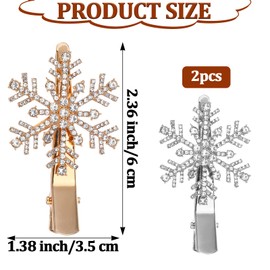 4pcs Christmas Snowflake Hair Clips Winter Holiday Jewelry Big Crystal Snowflake Hairpin Barrette Wedding Bridal Hair Accessory Xmas Snowflake Wreath Hairpin Rhinestone Holiday Gifts for Women Festive
