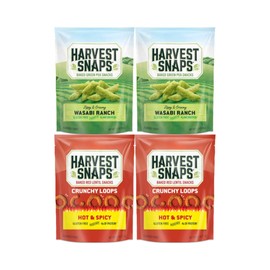 Variety Pack Snaps Veggie Chips, Wasabi Ranch & Hot and Spicy, 4-Pack, Plant-Based Protein Snack, Gluten-Free, Crunchy and Flavorful, Perfect for On-the-Go Snacking or Sharing