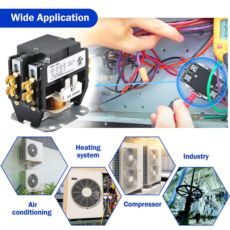 Dreyoo Carrier HVAC Motor Contactor, 24V 40 Amp Coil 1