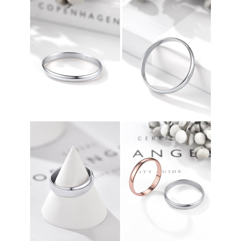 [PROSILVER] Women's Men's 925 Silver Ring, Thick 0.08 inch (2