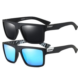 HGDGears Vintage Polarised Sunglasses Men and Women, Driving, Cycling, Fishing, Travel, UV400 Protection Sunglasses for Men, B02-Black+Blue