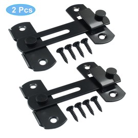 Waziaqoc 2 PCS Barn Door Latches, 3.93 x 2.75 Inch Sliding Barn Door Lock, Stainless Steel Gate Latches for Barn Door Cabinet Window Closet Door, Black