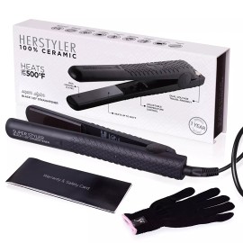 Herstyler Superstyler 1 Inch Ceramic Hair Straightener Dual Voltage Flat Iron