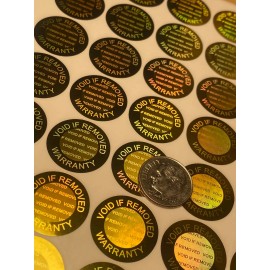 Labelogix 100 Gold Tint Hologram Warranty Void Security Labels Stickers Seals .75 INCH