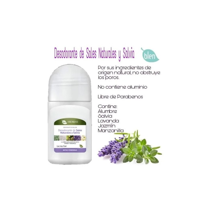 Desodorante De Sales Naturales Y Salvia Notas Femeninas Blen