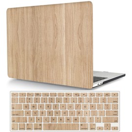 MacBook Pro 16 Inch Case 2020 - 2019 Release Model A2141 with Touch Bar and Touch ID, Plastic Protective Shell Cover & Keyboard Cover Skin - Wood Grain