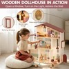 Lehoo Castle Wooden Dollhouse for Girls, Doll House with 5