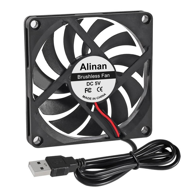Alinan 4pcs 8010 5V USB Fan 80x80x10mm 2-pin Sleeve Bearing