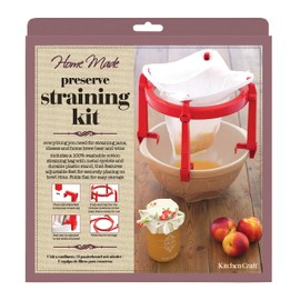 KitchenCraft Home Made Jam Strainer / Jelly Bag and Stand with Recipe in Gift Box, Plastic / Polyester, 2 Pieces, White / Red