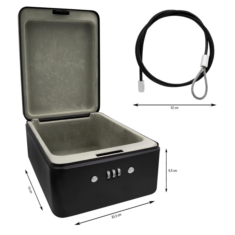 Idena 50119 Steel Security Box Black Safe with Combination Lock