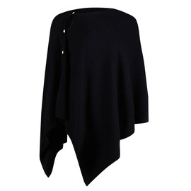 Lacretazhi Women's Versatile Lightweight Knitted Shawls Scarf Poncho Sweater with Buttons Accessories for Clothing (Black)