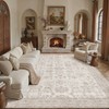 PureCozy 8x10 Living Room Area Rug Beige Washable Vintage Floral