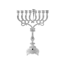 Legacy Judaica Silver Plated Tall Chanukah Menorah - Stainless Steel, Classic Branch Menora Style - for Standard Hanukah Candles and Most Oil Cups – 16" Tall x 10.5" Wide