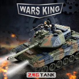 Fistone 1:18 RC Leopard Tank Toy for Kids, Sound Light & Smoke Effects, Remote Control Military Vehicle for Boys