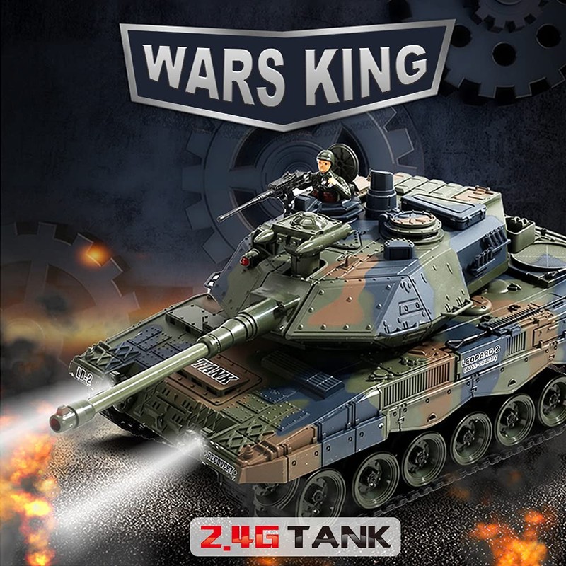 Fistone 1:18 RC Leopard Tank Toy for Kids, Sound Light