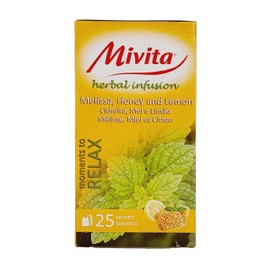 Mivita Melissa, Honey and Lemon Infusion, pack of 4, total of 100 tea bags (25 each unit)