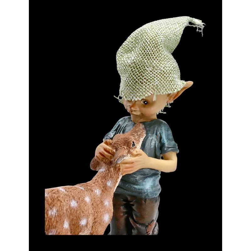 Pixie Goblin Figure with Fawn Bambi and Me Gnome Dwarf
