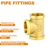 GASHER 5Pcs Brass Tee Fitting, 1/2" x 1/2" x 1/2"