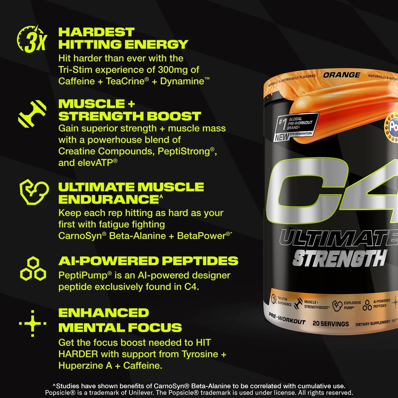 Cellucor C4 Ultimate Strength Pre Workout Powder - Tri-Stim Experience