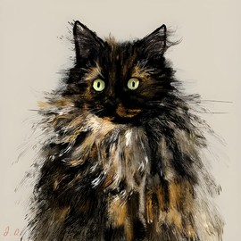 Birthday/Blank Greeting Card For Him/Her - Male/Female - Black Cat - Artistic Design - General Card Suitable for Any Occasion - Made in the UK - Eco-Friendly