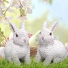 Hodao Set of 2 Woven Easter Bunny Figurines - 4.8"