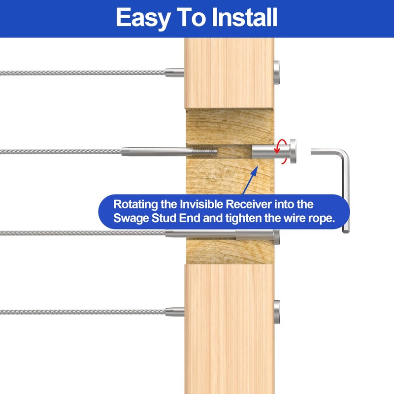 CKE 50 Pack Invisible Cable Railing Kit 1/8" Cable Railing