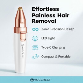Rechargeable Eyebrow and Facial Hair Remover for Women - 2 in 1 Razor with Built-in LED Light for Painless Hair Removal
