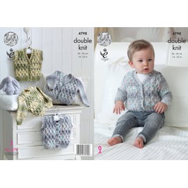 King Cole 4798 Knitting Pattern Baby Cardigan & Waistcoats in King Cole Drifter for Baby DK,Multicolor,14" - 22" chest