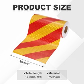 MECCANIXITY Reflective Tape, 8 Inch x 49 ft Warning Safety Sticker Night Reflectors Self-Adhesive Trailer Reflector Twill Tape for Cars Trucks Trailer, Yellow Red
