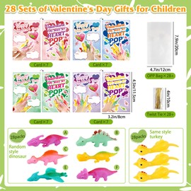 DBPBToU 28 Pack Valentines Day Gifts for Kids, Valentines Day Cards for Kids School, with 28 Pairs of Slingshot Finger Toys, Kids Valentines Day Gifts for School, Valentines Gifts for Kids