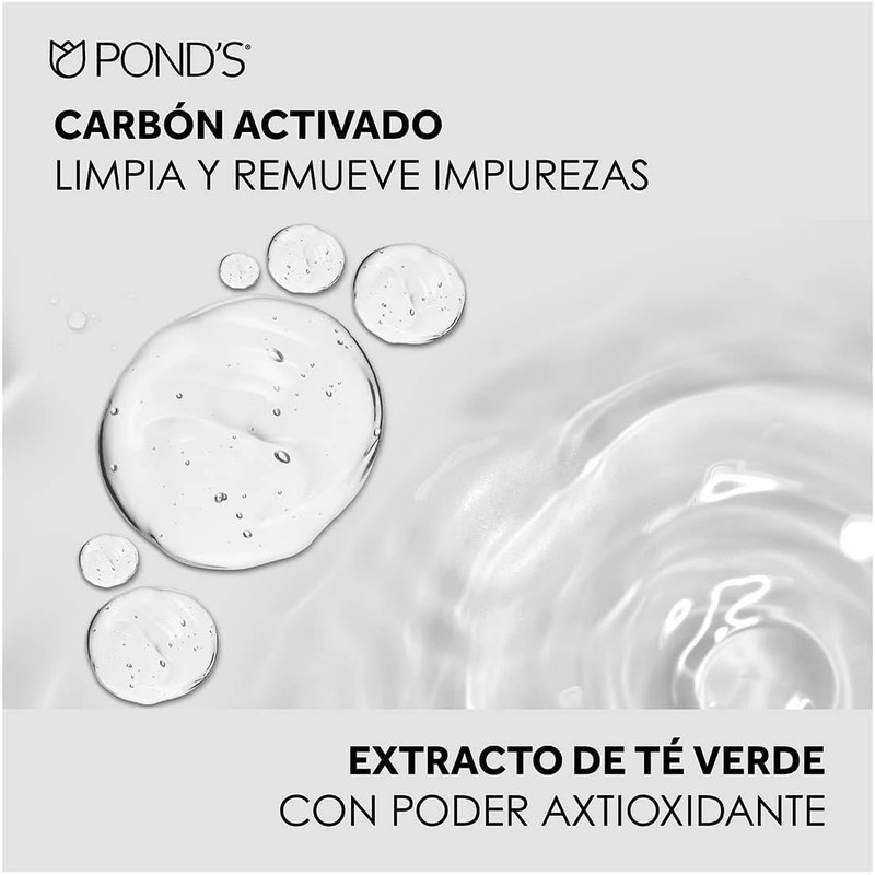 POND'S Limpiador Facial Detox con Carbón Activado y Té Verde