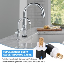 RP60400 Delta Faucet Valve Stem Cartridge Replacement for Delta Two Handle Diamond Seal Technology Bathroom Sink Bathtub Shower Faucet and Beverage Faucet, Delta Faucet Stem Assembly Repair Kit