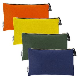 4 Pack Canvas Tool Bags - 16OZ Heavy Duty Canvas Tool Multipurpose Pouch Set Zipper Tote Bag Household Small Tool Storage Organizer with Dependable Metal Zippers (4 Colors)
